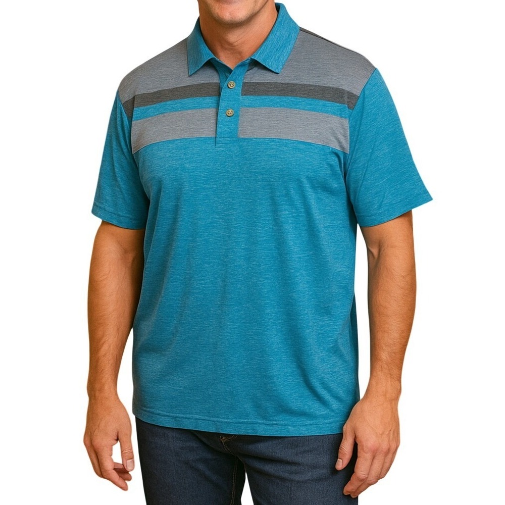 NWT‎ Ben Hogan Polo Performance Golf Shirt Men's XL Aqua Heathered Golf Office